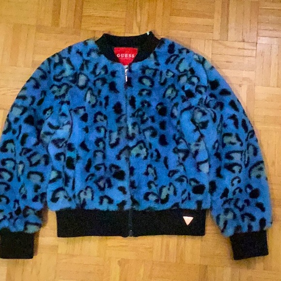 Guess Los Angeles Size 14 blue leopard print coat. - Picture 2 of 2